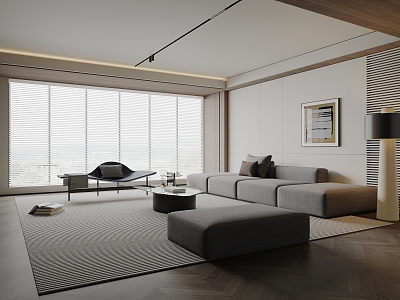 Italian Minimalist Living Room Sofa Coffee Table Combination 3d model