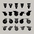 Various Metal Casters With Different Wheel Designs For Furniture And Equipment