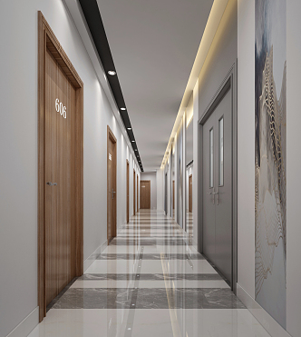 Modern Aisle Elevator Hall 3d model