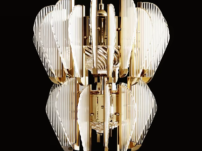 Modern Luxury Crystal Pendant Light With Gold Frame And Multi-layer Design 3d model