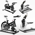 Modern Sports Equipment Including Exercise Bikes and Stepper Machines for Fitness
