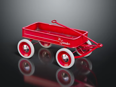 Vintage Red Spearhead Wagon With White Wheels Metal Body And Classic Design 3d model