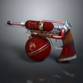 Unique Steampunk Weapon Design With Red Bottle Cricket Ball And Metal Parts