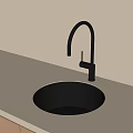 Modern Washbasin Design With Black Faucet On Light Colored Countertop And Light Gray Wall