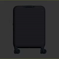 Dark Gray Hard Shell Suitcase with Vertical Striped Design Rolling Wheels and Front Label 3d model