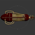 Vintage Red And Gold Metallic Weapon With Spiral Design And Handle
