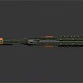 Futuristic Sci Fi Weapon With Green And Orange Design And Multi Barrel Structure