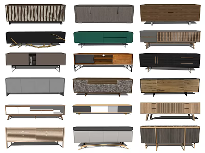 Various Modern TV Stand Designs With Wooden Metal And Colorful Finishes 3d model