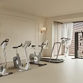 Indoor Sports Equipment Display With Treadmills Exercise Bikes And Strength Training Gear