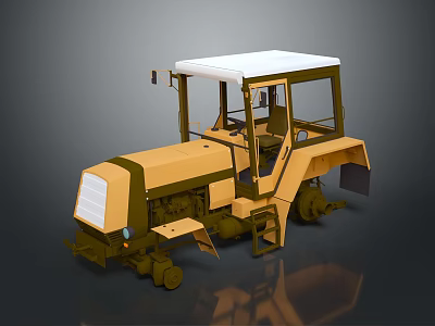 Yellow Road Grader With Cab And White Roof Mechanical Construction Equipment 3d model