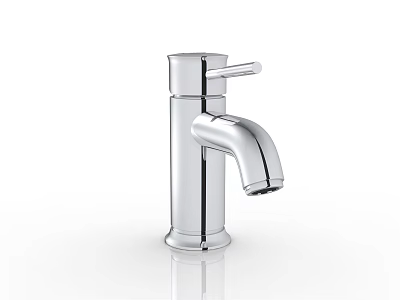 Chrome Modern Bathroom Kitchen Faucet With Single Handle Standalone Design And White Background Reflection 3d model