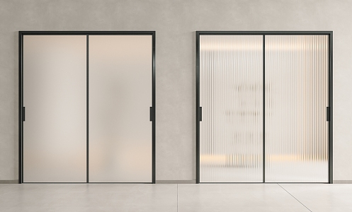 Modern Minimalist Sliding Door Trackless Glass Door Sliding Door Invisible Track Door Frosted Glass Door Changhong Glass Door Pocket Door Ghost Door 3d model