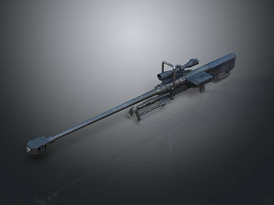 Tactical Heavy Machine Gun With Long Barrel Scope And Metal Frame 3d model