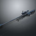 Tactical Heavy Machine Gun With Long Barrel Scope And Metal Frame
