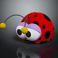Red Black Spotted Ladybug Plush Toy With Purple Head Big Eyes And Yellow Antenna Balls