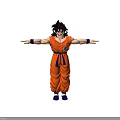 Anime Style Fictional Character In Orange Costume Blue Belt Standing Arms Extended Pose