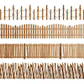 Various Wooden Fences With Different Design Styles And Decorative Patterns 3d model