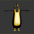 3D Penguin Character With Yellow Crest Black And Yellow Body Open Wings Design