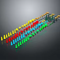Colorful Plant Models Arranged in Gradient Pattern With Various Vibrant Hues
