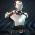 Iron Man Bust Doll With Red And White Armor Glowing Arc Reactor And Display Base