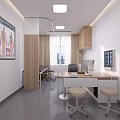 Medical Consultation Room Interior With Desk Stools Computer Anatomical Chart Wooden Cabinets Window And Lighting