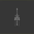 Detailed Dinosaur Skeleton Model With Long Neck On Gray Background