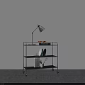 Modern Mobile Cart With Multi Tiered Shelves Table Lamp Magazine And Shoes