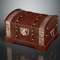 Vintage Style Wooden Chest with Brass Rivets Metal Accents and Lock for Daily Living
