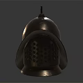 Ancient Medieval Metallic Warrior Helmet With Perforated Visor And Shiny Surface 3d model