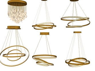 Light Luxury Chandelier Combination 3d model