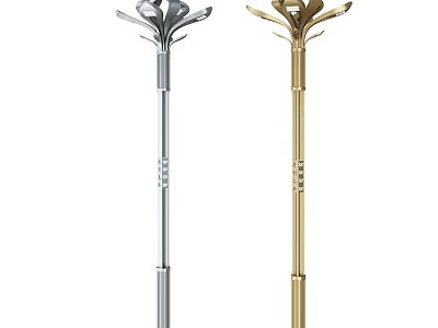 Silver And Gold Outdoor Lights With Floral Design Metal Pole And Adjustable Height 3d model