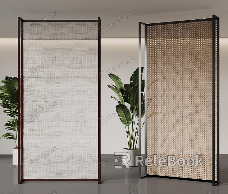 New Chinese-style Screen Partition Hollow Partition Rattan Screen model