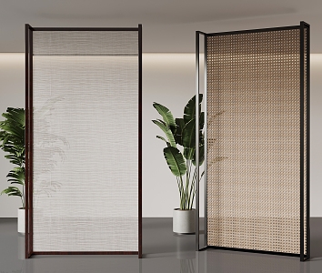 New Chinese-style Screen Partition Hollow Partition Rattan Screen 3d model