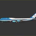 Blue and White Commercial Passenger Airplane With Four Engines And Shiny Exterior Design