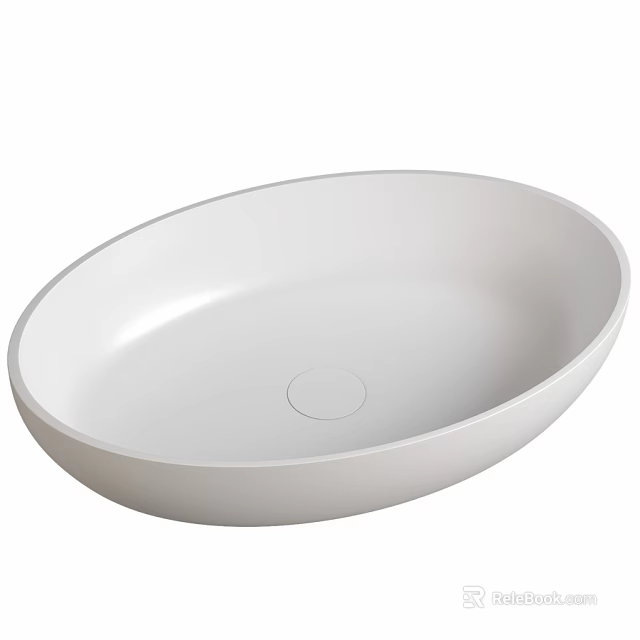 White Oval Countertop Wash Basin With Smooth Surface And Modern Design 3d model 