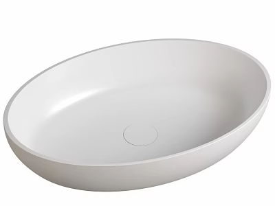 White Oval Countertop Wash Basin With Smooth Surface And Modern Design 3d model