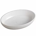 White Oval Countertop Wash Basin With Smooth Surface And Modern Design