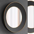 Round Black Frame Mirror With Gold Accent For Modern Interior Decoration 3d model