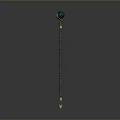 Ornamental Blue And Gold Weapon With Long Staff And Spherical Top Design