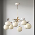 Modern Minimalist Chandelier With White Glass Shades And Gold Metal Frame