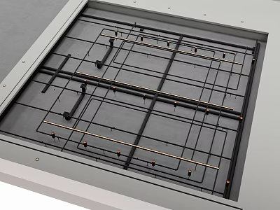 Detailed Metal Pipes Grid Layout In Panel Frame With Cross Structure Arrangement 3d model
