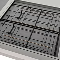Detailed Metal Pipes Grid Layout In Panel Frame With Cross Structure Arrangement