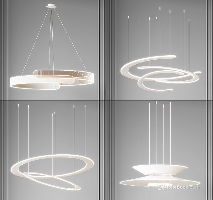 Modern Pendant Lights with Circular Spiral Shapes for Contemporary Interior Design 3d model 
