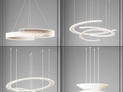 Modern Pendant Lights with Circular Spiral Shapes for Contemporary Interior Design 3d model