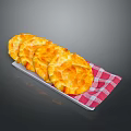 Golden Baked Flatbreads on White Tray with Red Checkered Napkin