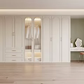Modern Minimalist White Wardrobe Interior Design With Glass Doors Drawers And Lighting
