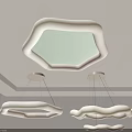Elegant Modern Lighting Combinations With Geometric And Cloud Shaped Ceiling Lamps 3d model