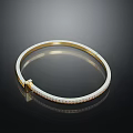 Gold Diamond Studded Bracelet With Simple Elegant Design And Shiny Metallic Finish