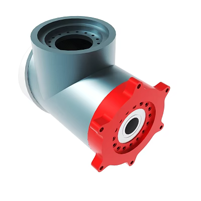 Industrial Metal Bearing Housing With Red Flange And Grey Body Structure 3d model