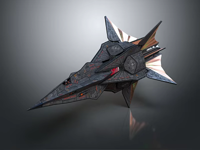 Futuristic Metallic Spaceship Design With Sharp Edges Detailed Structure And Aerodynamic Shape 3d model
